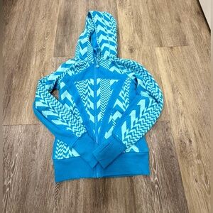 Ivivva Blue Zip Patterned Hoodie